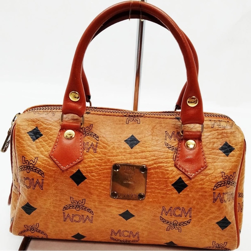MCM MINI Cognac Visetos Satchel/ MCM MINI Hand Bag Brown PVC - Picture 10 of 10
